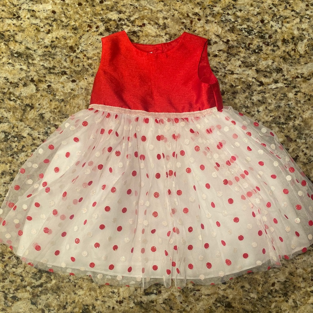 NWOT Special Occasions Dress 12M Red/White sparkle